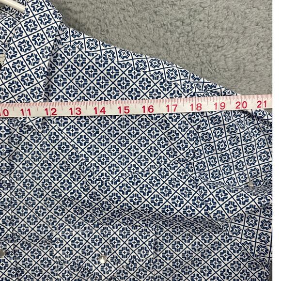 Ely Cattlemen Men's Western Shirt Pearl Snap Button Up Blue White Size L Rugged - Picture 4 of 9